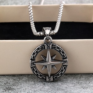 Stainless Steel Compass Pendant Necklace <b>Star</b> Shape Geometric <b>Design</b> Unisex Fashion Jewelry For Clothing Matching - Product Image 3