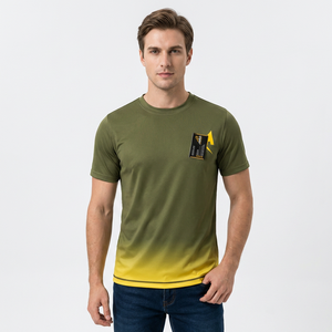 T-shirt unisexe AERO AFI à manches courtes, dégradé olive jaune, séchage rapide, impression par sublimation, logo frontal, 100% coton, haut de sport - Product Image 6