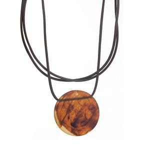 ヴィンテージブラックレジンオーバルペンダントネックレス女性用調節可能なレザーロープセーターチェーンジュエリー - Product Image 5