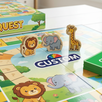 Jeu de société en papier sur le thème du zoo personnalisé, jetons d'animaux, jeu de cartes de stratégie, apprentissage STEM, activité familiale écologique pour enfants