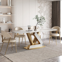 Table à manger extensible en pierre frittée de luxe léger pour usage hôtelier