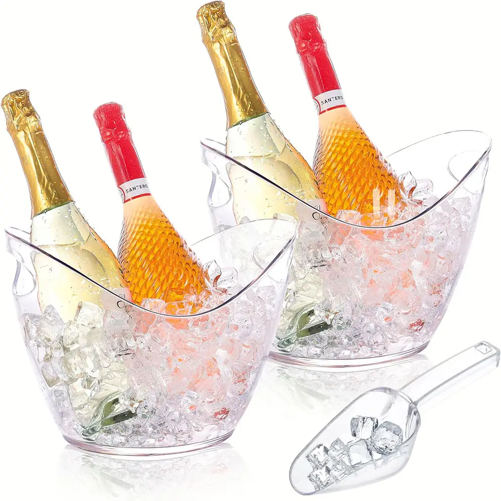 Прозрачное ведро для вина, шампанского, с логотипом под заказ, оптовая продажа, пластиковое ведро для льда