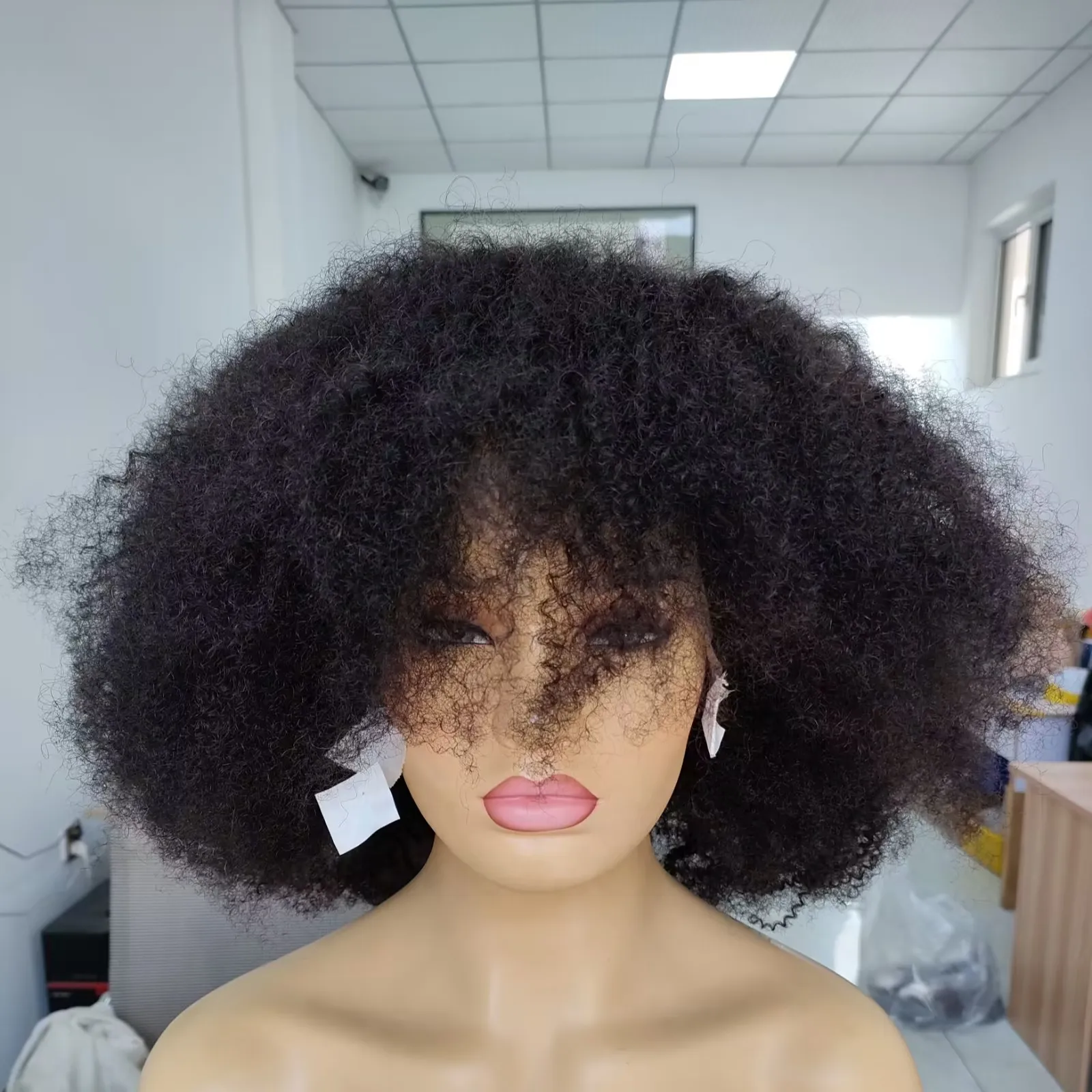 Amara best afro kinky curly human hair wig with bang and wigs brazilian hair in south africa and butterfly locs lace front wig