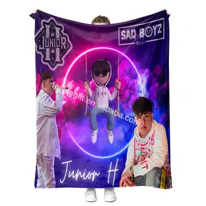 2024 Cheap Custom Singer Blankets Junior H Ultra Soft Warm Fleece Flannel Travel Throw Blanket Cobijas De Junior H