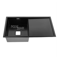 Évier de cuisine moderne en acier inoxydable 304 avec égouttoir, fait main, 1,2 mm, noir doré, pour buanderie, avec accessoires d'égouttoir