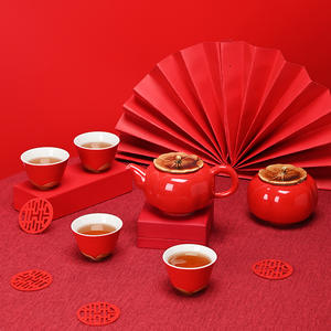 Juego de té de caqui Dehua con caja de regalo de cerámica incluida para uso personal y empresarial - Product Image 2