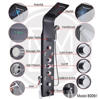 Ensemble de robinets de douche à lumière LED noire salle de bain SPA Massage Jet système de colonne de douche cascade panneau de douche de pluie Bidet pulvérisateur robinet