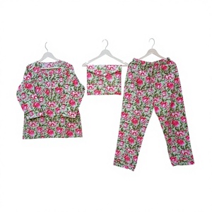 Nuevo Conjunto de Pijama de Manga Larga de Algodón con Estampado Floral Digital, Traje de Dormir para Mujer, Cintura Elástica, Ligero, Hecho a Mano, Suave y de Secado Rápido - Product Image 1