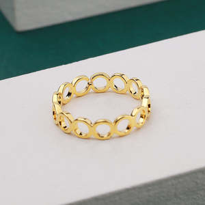 Anillo Redondo de Cobre Chapado en Oro de 18K con Circonita Cúbica para Mujer, Anillo de Moda - Product Image 6