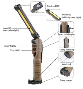 COB không dây có thể sạc lại làm việc ánh sáng <span class=keywords><strong>LED</strong></span> có thể gập lại đèn pin với cơ sở từ tính cầm tay làm việc ánh sáng cho sửa chữa xe - Product Image 2