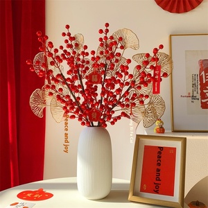 Capodanno Bouquet decorativo di frutta rossa e fiori per soggiorno e tavolo da pranzo disposizione della fortuna di fine anno - Product Image 3