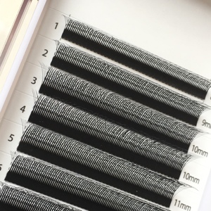 Extensions de cils longs naturels faits à la main en forme de W 3D, marque privée, cils vaporeux, super noir mat, les plus lisses en vison - Product Image 1