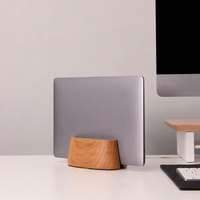 Support vertical pour ordinateur portable en bois, organiseur de bureau, support pour ordinateur portable pour MacBook et ordinateur portable, économiseur d'espace