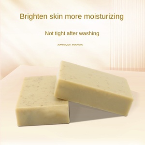 Jabón de leche de <span class=keywords><strong>avena</strong></span> 100G hecho a mano, limpiador de baño sólido blanqueador con fragancias de fresa, limón y manzana para uso en Spa - Product Image 4