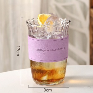 Gobelet à glace en verre borosilicate de qualité alimentaire sans BPA avec manchon en <span class=keywords><strong>bois</strong></span> de noyer 12x9cm Résistant à la chaleur Vaisselle pour café/thé glacé - Product Image 5