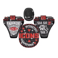 Anillo Conmemorativo de Torneo Grabado Personalizado 2026, Aleación con Incrustaciones de Cristal, Nombre, Número y Logotipo Personalizados, Réplica Coleccionable Deportiva