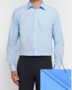 Tela TC para hombre CVC55/45 45S * 45S 103GSM material de ropa de popelina tejida azul 55% ALGODÓN + 45% POLY - Product Image 1