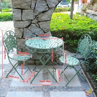 Ensemble de table et de chaises à café et à thé de style européen moderne, pliable, en fer PE, meubles d'extérieur pour balcon et jardin, 3 places