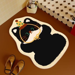 Cute Faux Cashmere Floor Entrance Pink Bath Mat Non-slip Bedside Bathroom <strong>Rug</strong> for Washable Bedroom - Product Image 4