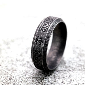 Nordic Vintage Men's Stainless Steel <b>Ring</b> With Tree Of Life Design And Distressed Lettering Hip Hop Style Gift Jewelry - Product Image 2