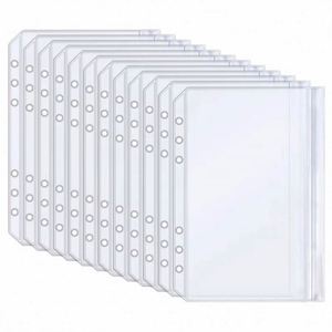 Pochettes A6 pour classeur 6 trous, enveloppes budgétaires, pochettes transparentes, sacs en PVC imperméables, pochettes zippées pour feuilles mobiles, écologiques - Product Image 2