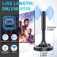 Antenne TV numérique intérieure haute performance longue portée 4K 8K DVB-T2, fréquence 174-240 MHz/470-862 MHz, gain 25-28 dBi, base magnétique