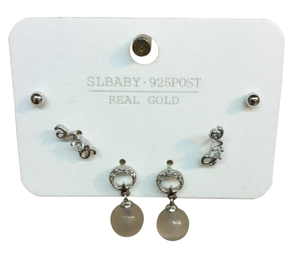 Orecchini pendenti Slbaby in stile francese in argento 925 con perle coltivate rotonde bianche da donna per l'uso quotidiano - Product Image 1