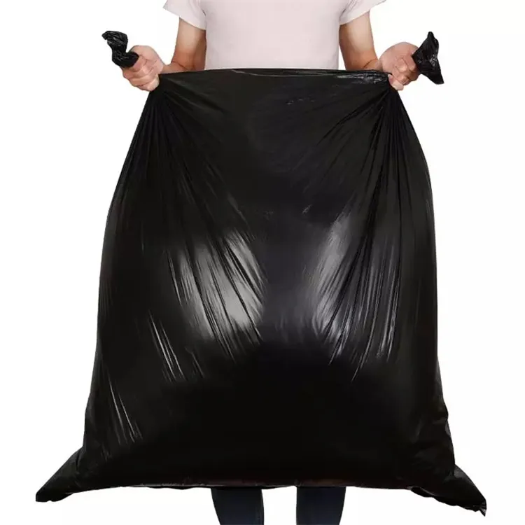 Тяжелые переработанные Большие Портативные Черные полиэтиленовые пластиковые мешки для корзин, мусорные мешки