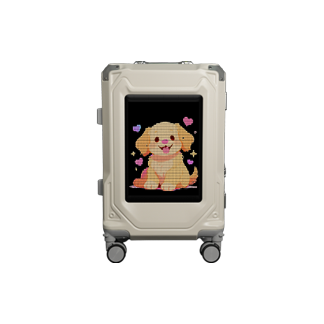 LOY L4-1 White Smart LED Suitcase with Screen, ABS Hard Shell Anti-Scratch Pixel Art Travel Luggage