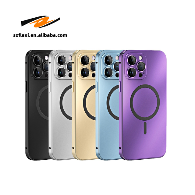 Cool Aluminum Metal Frame Magnetic Case for iPhone 13 12 14 15 Pro Max Charging Glass Lens PC Backboard Cover