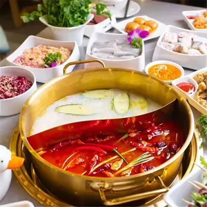 Khí Thương Mại Đồ Nấu Nướng Thép Không Gỉ Đôi Hương Vị Vàng Nồi Với Đồng Thiết Kế Hiện Đại Lẩu Nồi Hơi - Product Image 5