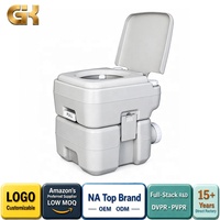 Toilette de camping portable Guankai avec sac de transport, réservoir de déchets de 5,3 gallons et réservoir de chasse d'eau de 3,2 gallons, à bouton-poussoir, anti-fuite, inodore, pour utilisation en camping-car
