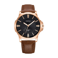 Montre-bracelet en cuir étanche pour hommes, Style à la mode, Unique, grand cadran, cadeau 3atm, Yazole 332