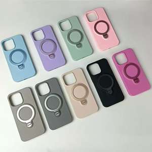 Étui de téléphone BAILI Factory, populaire, en silicone liquide de couleur unie, avec anneau magnétique, support magnétique, <span class=keywords><strong>feutre</strong></span> intérieur, antichoc, pour iPhone/Android - Product Image 2