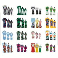Housse de tête de club de golf amusante en cuir PU brodée avec des animaux (chien, éléphant, girafe), noire, résistante à l'eau, accessoires de golf