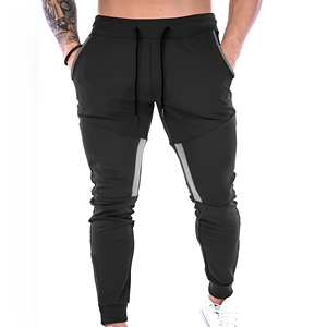 Pantalon de jogging pour homme personnalisé OEM en polyester respirant, coupe ajustée, avec poche zippée centrale, imperméable, vente en gros, vêtements de sport, marque privée - Product Image 3