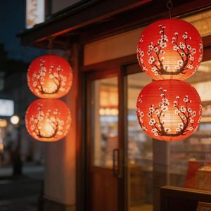 Lanterne en tissu traditionnelle japonaise, <span class=keywords><strong>cuisine</strong></span> Izakaya, restaurant de sushis, décoration de pub, lanterne à fleurs de prunier, lanterne à fleurs de cerisier, extérieur - Product Image 5