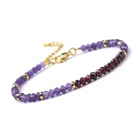 Bracelet de perles en pierre naturelle facettées Cliobeads Mix 3x4mm (Malachite, Sodalite, Grenat, Aigue-marine, Améthyste) avec fermoir en laiton