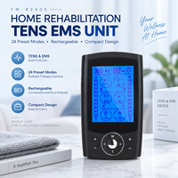 Unit TENS Rehabilitasi Rumah Terapi Pribadi FM-B2405 24 Mode EMS Output Ganda Independen Intensitas Dapat Disesuaikan Timer LCD