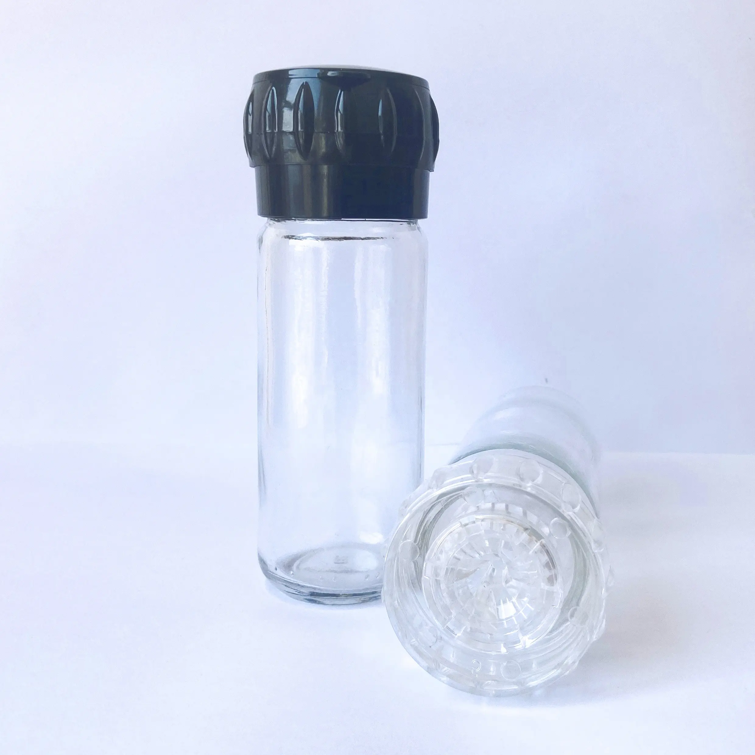 Toptan manuel tuz baharat öğütücü değirmeni biber değirmeni kırıcı 100 Ml cam şişe