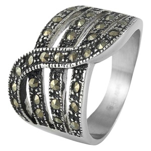 yunnique <b>Titanium</b> Steel Hollow Gemstone <b>Ring</b> Geometric Retro Punk Women's Party Jewelry 210138 - Product Image 5