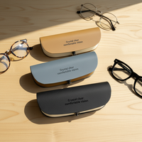 Étui à lunettes en cuir écologique bicolore, porte-lunettes personnalisé avec logo pour accessoires de lunettes