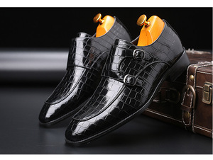 Zapatos de vestir de cuero con logotipo personalizable para <span class=keywords><strong>hombre</strong></span> Oxfords puntiagudos Slip-On ligero transpirable TPR otoño Drop Shipping - Product Image 3