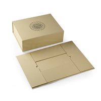 Boîte cadeau pliable magnétique en kraft écologique personnalisée avec gaufrage et inserts sur mesure, faite à la main et recyclée pour bouteilles en céramique/verre