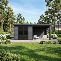 Caseta de Jardín Móvil Moderna de Madera y Acero Serie D de EASYGREEN, Cobertizos de Madera con Protección UV, Ecológicos y Resistentes