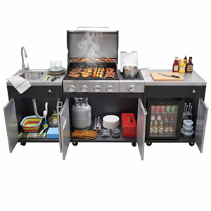 <span class=keywords><strong>Barbecue</strong></span> à gaz en acier inoxydable 4+<span class=keywords><strong>1</strong></span> brûleurs, cuisine extérieure amovible en acier inoxydable pour jardin et <span class=keywords><strong>barbecue</strong></span> - Product Image 3