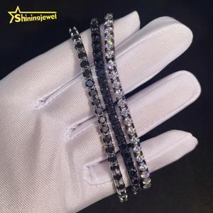 Collar de Cadena de Tenis de Acero Inoxidable 316L con Incrustaciones de Moissanita VVS, Chapado en Oro Negro con Diamantes de 4 mm, Estilo Hip Hop - Product Image 2