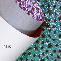 P515 Chunky Glitter Noir et Blanc Étoile PU Tissu Glitter Cuir pour sac à main cheveux accessoires artisanat fournitures