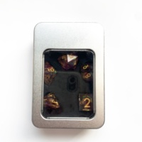 Jeu de dés à bords vifs en résine, yeux de dragon mobiles et dés liquides à sable mouvant, pour RPG et jeux de société, 7 pièces par set