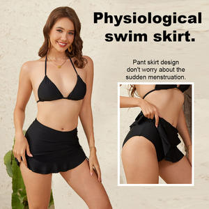 Cuatro falda de natación de cintura alta para mujer, traje de baño versátil para el período, estilo corto, cubierta antiexposición, falda menstrual de sirena para el vientre, comodidad - Product Image 2